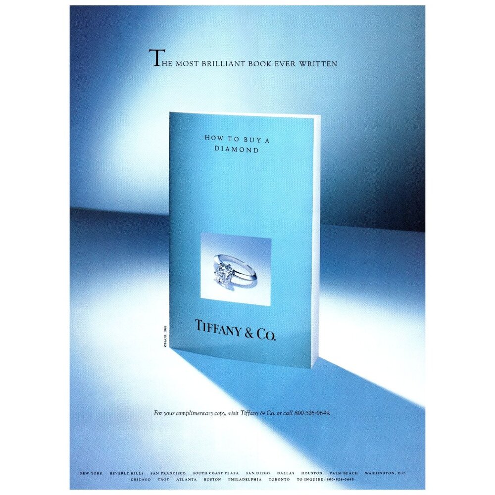 1993 Tiffany & Co Jewelers How to Buy a Diamond Vintage Print Ad 90s Wall Art